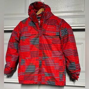 Columbia Kids Striped Red and Gray Puffer Jacket